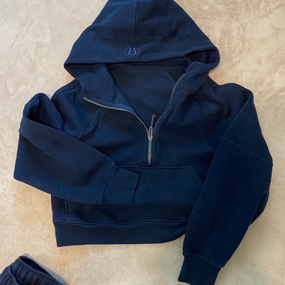 Lulu cropped scuba set true navy XS - Picture 2 of 6